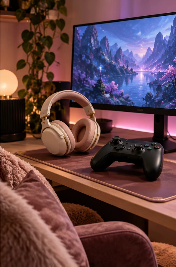 Gaming & Screen Time editorial concept; AI-generated
